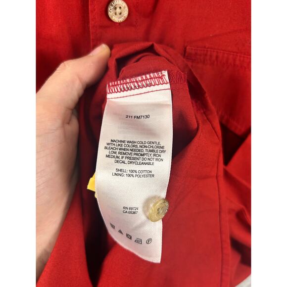Columbia PFG Omni-Shade Vented Fishing Shirt Red | Velcro Front Pockets large - Picture 6 of 7